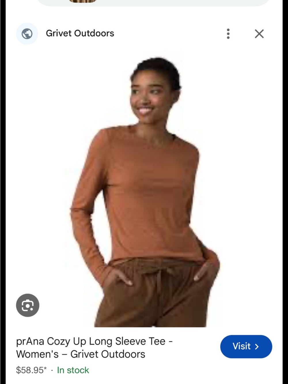 Prana Long Sleeve Tee in Rust Brown - Women's